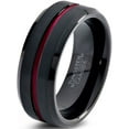 thumbnail image 1 of P. Manoukian Tungsten Wedding Band Ring 10mm for Men Women Red Black Beveled Edge Brushed Polished Lifetime Guarantee Size 7.5, 1 of 4