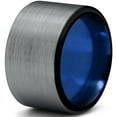 thumbnail image 1 of P. Manoukian Tungsten Wedding Band Ring 12mm for Men Women Blue Black Flat Cut Brushed Polished Lifetime Guarantee Size 11.5, 1 of 3