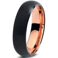 thumbnail image 1 of P. Manoukian Tungsten Wedding Band Ring 6mm for Men Women Black & 18K Rose Gold Plated Domed Brushed Polished Lifetime Guarantee Size 9.5, 1 of 4