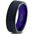 thumbnail image 1 of P. Manoukian Tungsten Wedding Band Ring 6mm for Men Women Black Purple Center Line Flat Cut Brushed Polished Lifetime Guarantee Size 5.5, 1 of 4