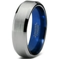thumbnail image 1 of P. Manoukian Tungsten Wedding Band Ring 6mm for Men Women Blue Grey Beveled Edge Brushed Lifetime Guarantee Size 11.5, 1 of 4
