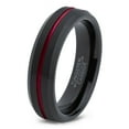 thumbnail image 1 of P. Manoukian Tungsten Wedding Band Ring 6mm for Men Women Red Black Beveled Edge Brushed Polished Center Line Lifetime Guarantee Size 14, 1 of 4