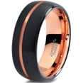 thumbnail image 1 of P. Manoukian Tungsten Wedding Band Ring 8mm for Men Women Black & 18K Rose Gold Plated Offset Line Dome Brushed Polished Lifetime Guarantee Size 8.5, 1 of 4