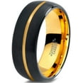 thumbnail image 1 of P. Manoukian Tungsten Wedding Band Ring 8mm for Men Women Black & 18K Yellow Gold Plated Center Line Dome Brushed Polished Lifetime Guarantee Size 11, 1 of 4