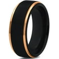 thumbnail image 1 of P. Manoukian Tungsten Wedding Band Ring 8mm for Men Women Black & 18K Yellow Gold Plated Stepped Edge Polished Lifetime Guarantee Size 13, 1 of 4