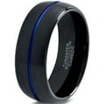 thumbnail image 1 of P. Manoukian Tungsten Wedding Band Ring 8mm for Men Women Black Blue Center Line Dome Brushed Lifetime Guarantee Size 10.5, 1 of 4