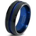 thumbnail image 1 of P. Manoukian Tungsten Wedding Band Ring 8mm for Men Women Blue Black Beveled Edge Brushed Polished Lifetime Guarantee Size 10.5, 1 of 4