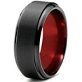 thumbnail image 1 of P. Manoukian Tungsten Wedding Band Ring 8mm for Men Women Red Black Beveled Edge Brushed Polished Lifetime Guarantee, 1 of 3