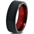 thumbnail image 1 of P. Manoukian Tungsten Wedding Band Ring 8mm for Men Women Red Black Flat Cut Brushed Polished Lifetime Guarantee Size 9, 1 of 3