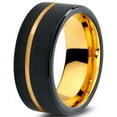thumbnail image 1 of P. Manoukian Tungsten Wedding Band Ring 9mm for Men Women Black & 18K Yellow Gold Plated Pipe Cut Brushed Polished Lifetime Guarantee Size 6, 1 of 4