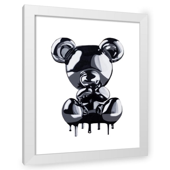 P Muir 12x14 White Modern Wood Framed Wall Art Titled - Drippy Bear
