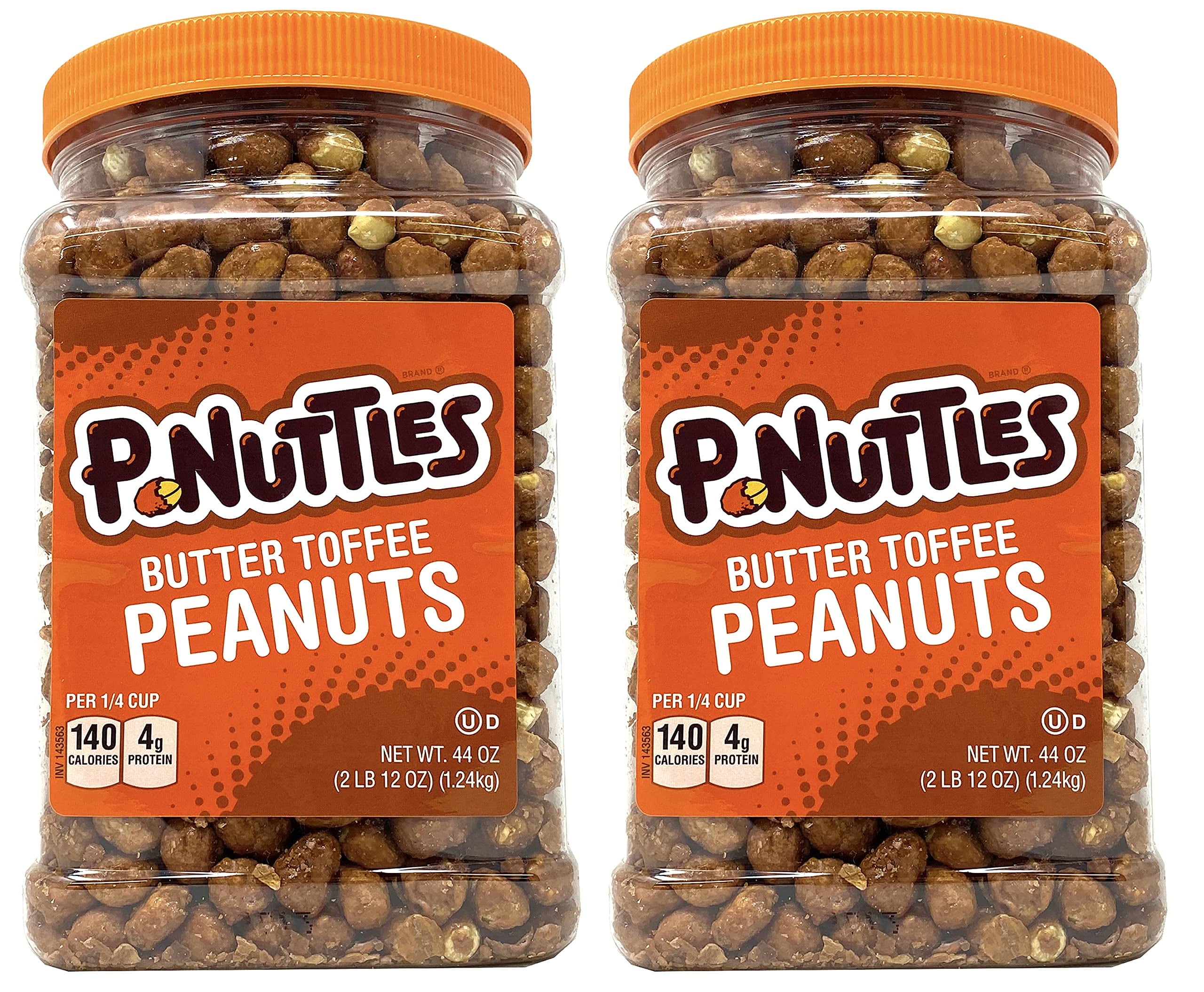 P-Nuttles Butter Toffee Peanuts GP27&nbsp;44 Ounce Jar (Pack of 2) Made in the USA, Kosher, Peanuts Sweet, Party Snack, Nuts Gift, Peanuts Bulk, Sweet Snack, Sweet And Salty Snack