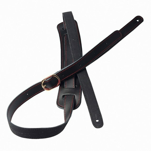 P&P Deluxe Vintage Adjustable Heavy Duty Leather Guitar Strap - Black