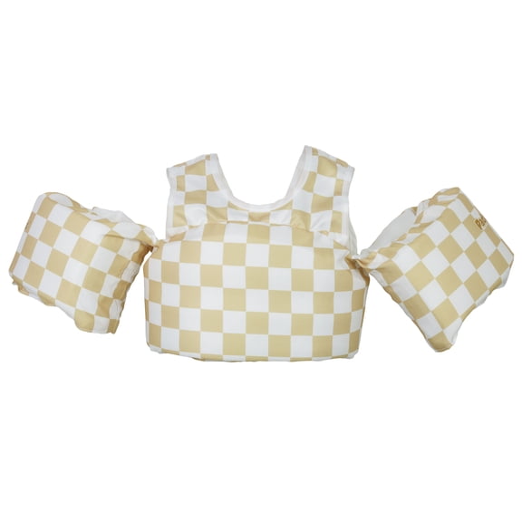 Paddle Pals U.S. Coast Guard Approved Life Jacket for Children (33-55 lbs.) – Safety Swim Vest with Arm Bands, Tan Checkered