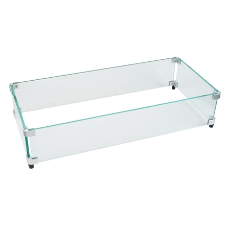 P PBAUTOS Rectangle Fire Pit Glass Wind Guard, 29"*13"*6" with 5/16" Thickened Tempered Glass for Outdoor Fire Pits Pan / Table