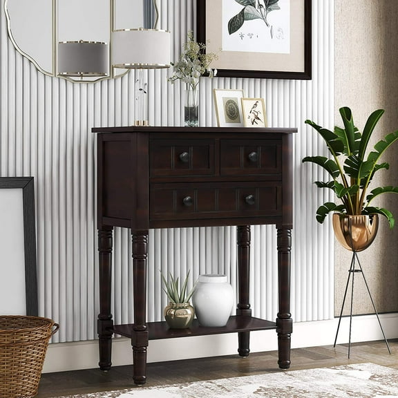 P PURLOVE Antique Narrow Console Table with Drawers,Small Entry Sofa Side Table for Entryway Hallway Living Room