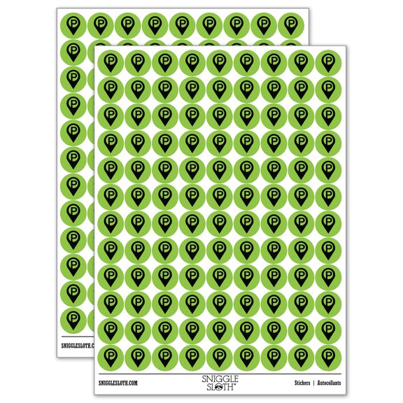 P Parking Map Location Icon 200+ Round Stickers - Light Green - Matte Finish - 0.50" Size