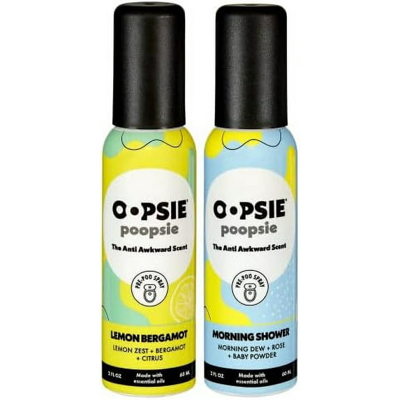 P Pre toilet spray, discreet portable original Pre-poo spray to use . Assorted scents Lem / Morning Shower Toilet Odor 2oz bottle Gift Set 2 pack
