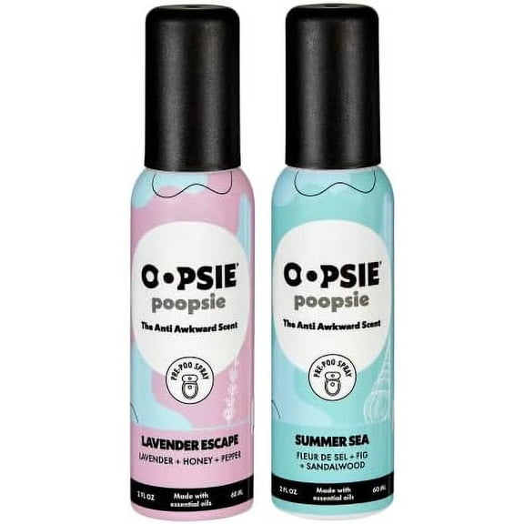 P Pre toilet spray, discreet portable original Pre-poo spray to use . Assorted scents Lavender Scape / Summer Sea Toilet Odor 2oz bottle Gift Set 2 pack