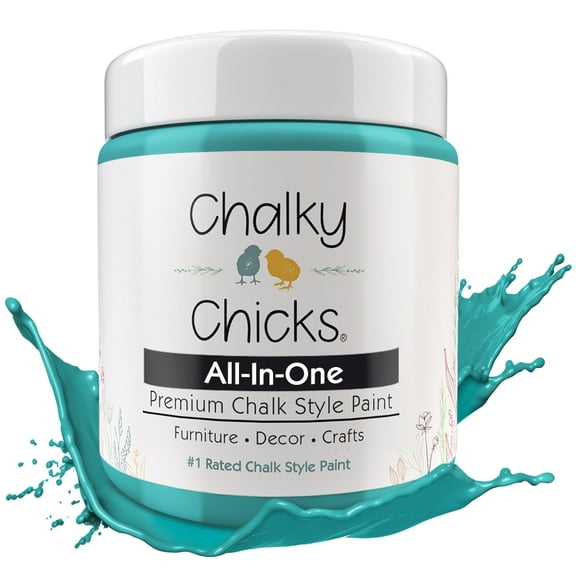 Chalky Chicks 16 Fl Oz Matte Mermaid (Green Teal) Chalk Paint for Furniture Without Sanding - No Prep Furniture Paint No Sanding All in One for Crafts, Wood, Walls, Cabinet, Metal, Dresser, Farmhouse