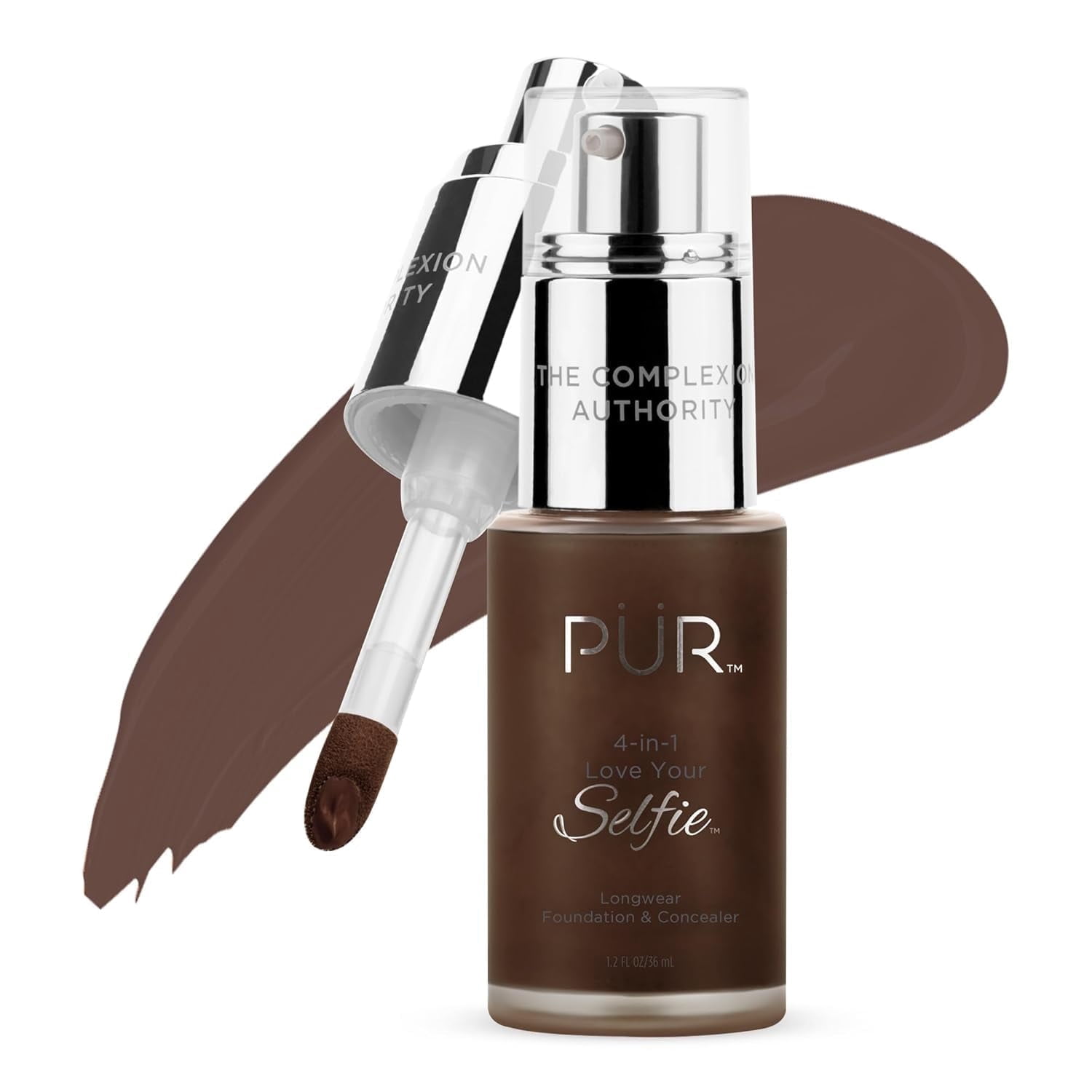 PÜR MINERALS 4-in-1 Love Your Selfie Longwear Foundation & Concealer Full Coverage Liquid Foundation, Hydrating Formula, Cruelty Free