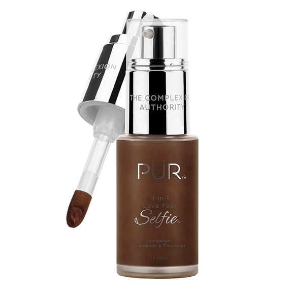 PÜR MINERALS 4-in-1 Love Your Selfie Longwear Foundation & Concealer Full Coverage, Hydrating Formula, Cruelty Free, 1.7 F. Oz.,DPN3