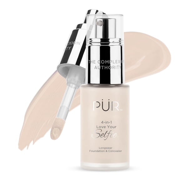 PÜR MINERALS 4-in-1 Love Your Selfie Longwear Foundation & Concealer Full Coverage, 1.7 F. Oz., Fair Ivory/LN2