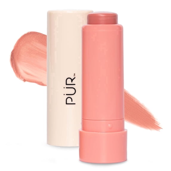 PÜR Minerals Silky Tint Creamy Multitasking Makeup Stick with Peptides - Lip and Cheek, Coral Cosmo