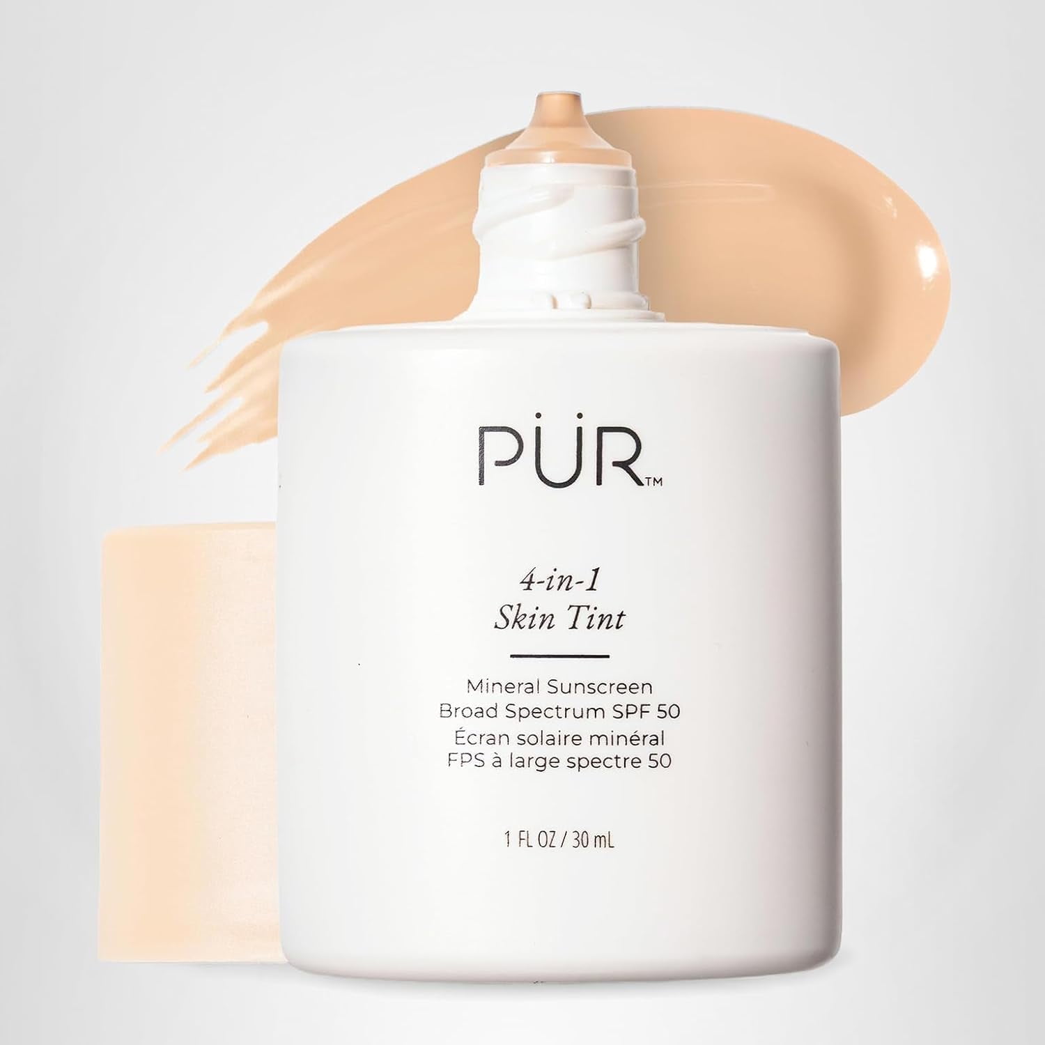 PÜR Tinted Sunscreen for Face, 4-in-1 Skin Tint - Broad Spectrum Mineral Sunscreen, SPF 50 - Tinted Facial Moisturizer, Primer & Foundation for Sun Protection - Lightweight, Buildable Coverage
