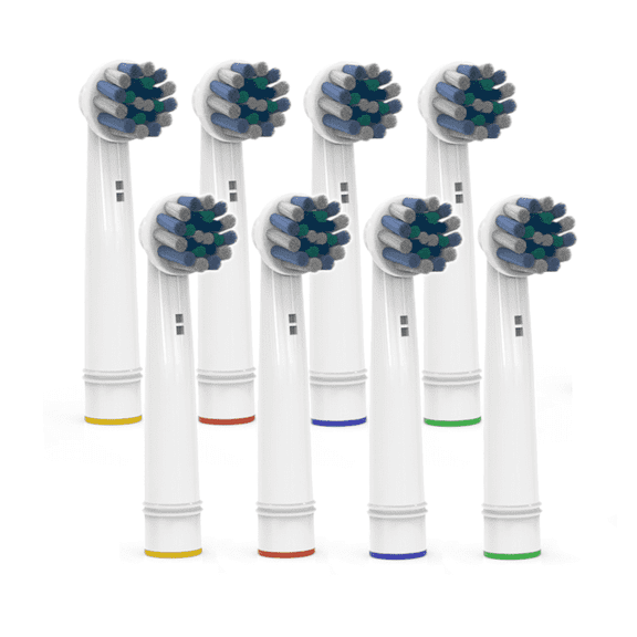 PÜRDENT Replacement Toothbrush Heads Compatible with Oral B & Braun Electric Toothbrushes (Multi-Color Cross, Small Pack 8)