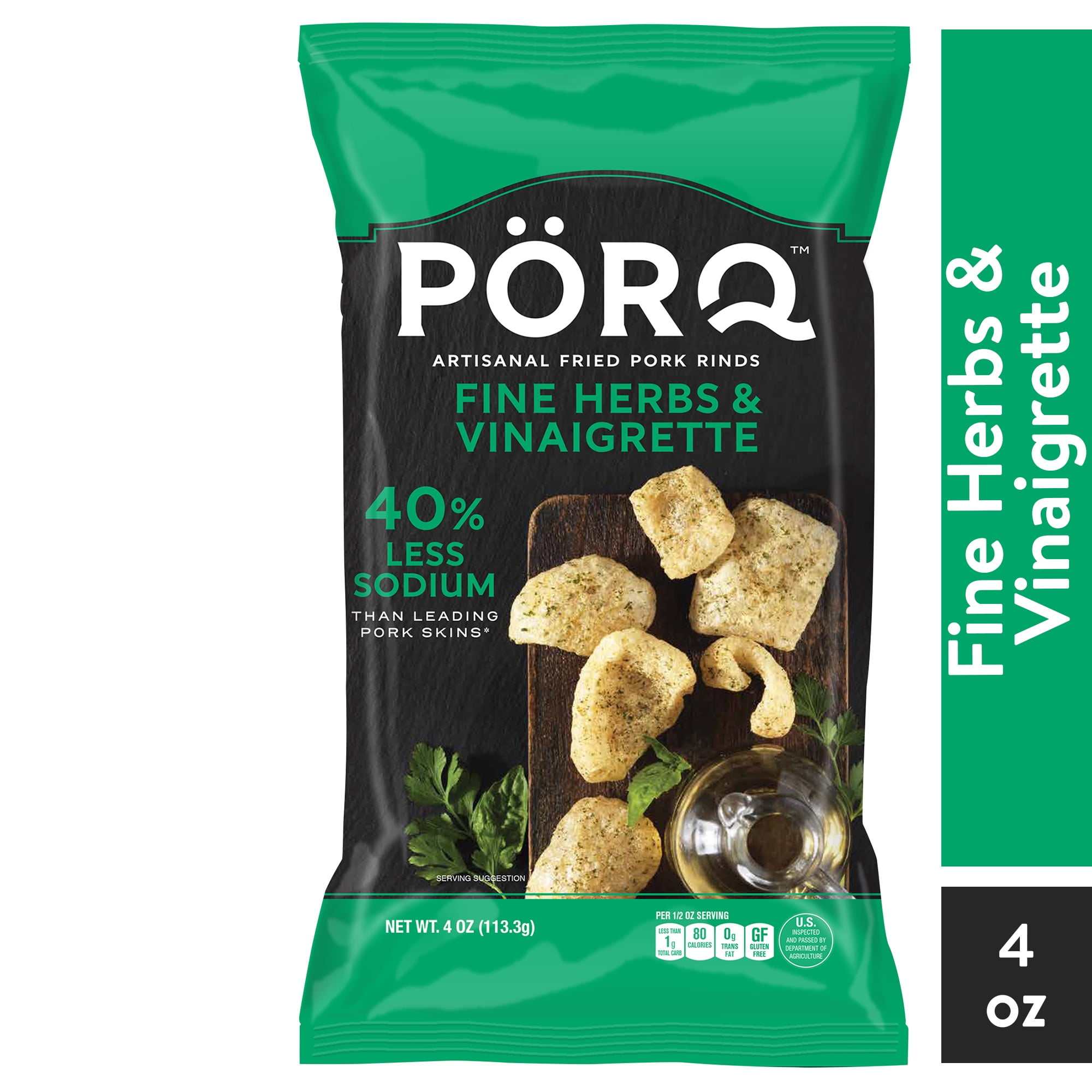 P RQ Fine Herbs & Vinaigrette Artisanal Pork Rinds, Gluten Free, Keto
