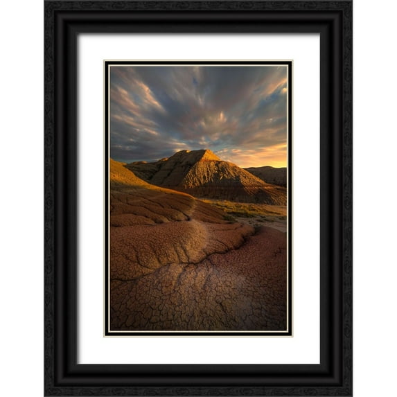 P., Ruiqing 23x32 Black Ornate Wood Framed with Double Matting Museum Art Print Titled - Badlands Not Bad