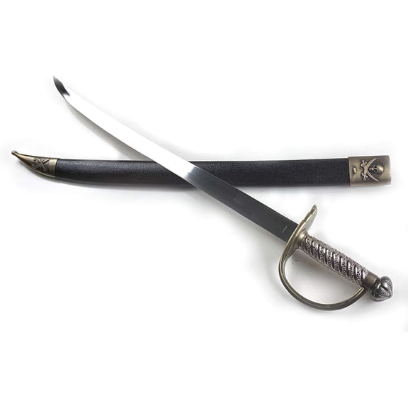P.S. Caribbean Pirate Sword Pirate Cutlass Saber Sword. for Collection, Cosplay, LARP and Outdoor Sport (Brass Hilt)