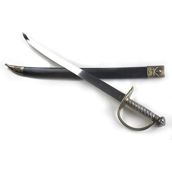 P.S. Caribbean Pirate Sword Pirate Cutlass Saber Sword. for Collection, Cosplay, LARP and Outdoor Sport (Brass Hilt)