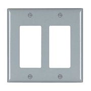 Pass & Seymour Legrand TP262-GRY 2-Gang Decorator GFCI Rocker Switch Wall Plate, Unbreakable Nylon, Trademaster Size Cover, Gray