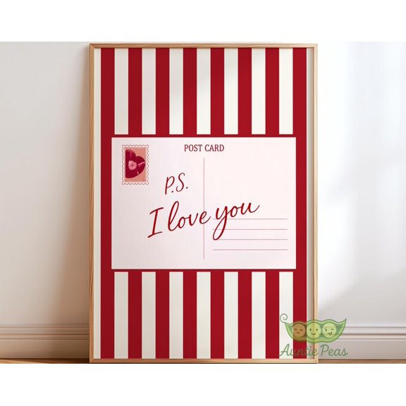 P S I Love You Postcard Wall Art Print, Unframed Paper Poster 8x10in