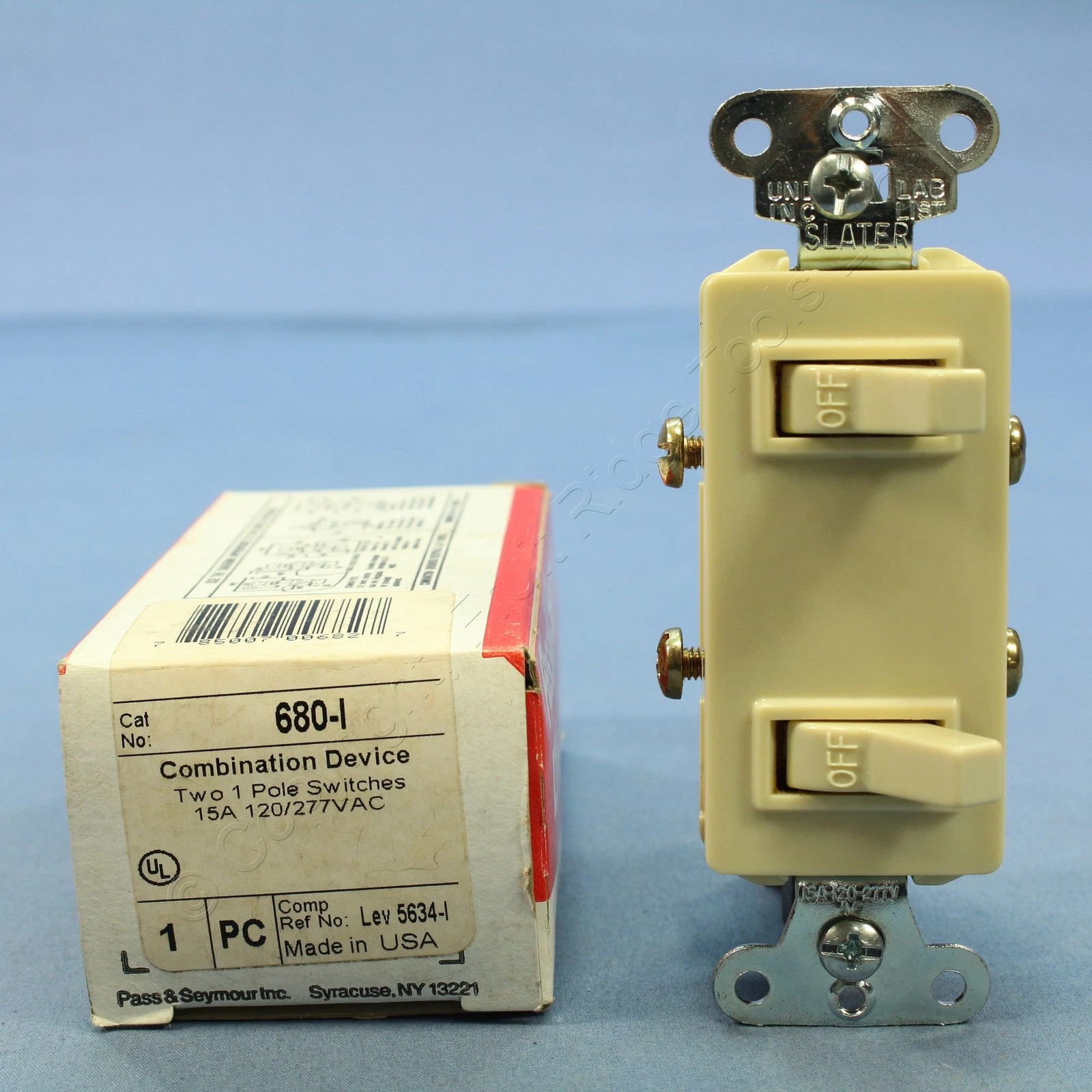 P&S Ivory Commercial Single Pole Decorator Duplex Toggle Light Switch 15A 680-I
