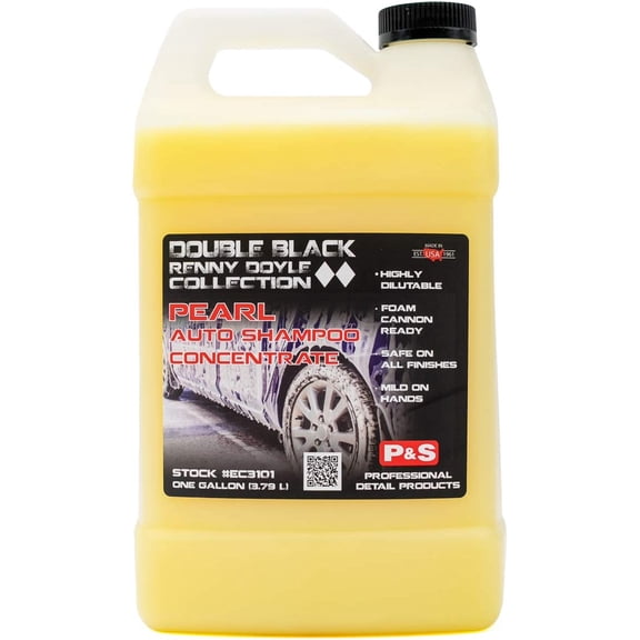 P&S Professional Detail Products Pearl Auto Shampoo High-Foaming, pH-Balanced Car Wash Soap, Biodegradable, Safe for All Finishes, Lemon Scent, Foam Cannon & Bucket - 1 Gallon