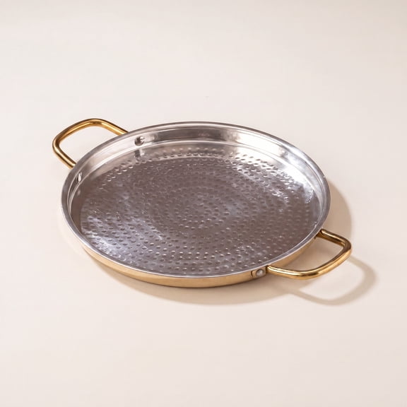 P•TAL Brass Dosa Tawa with Insulated Handles, 12" Tin Coated Brass Dosa Tava with Ayurvedic Benefits | Naturally Nonstick and Chemical Free