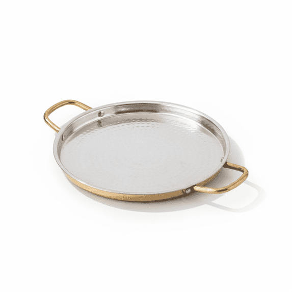 P•TAL Brass Dosa Tawa with Insulated Handles, 12" Tin Coated Brass Dosa Tava with Ayurvedic Benefits | Naturally Nonstick and Chemical Free (Free 30ml Copper & Brass Cleaning Solution)