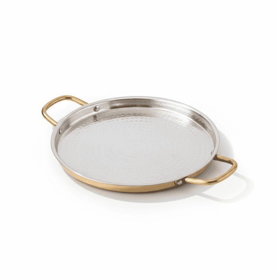 P•TAL Brass Dosa Tawa with Insulated Handles, 12" Tin Coated Brass Dosa Tava with Ayurvedic Benefits | Naturally Nonstick and Chemical Free (Free 30ml Copper & Brass Cleaning Solution)