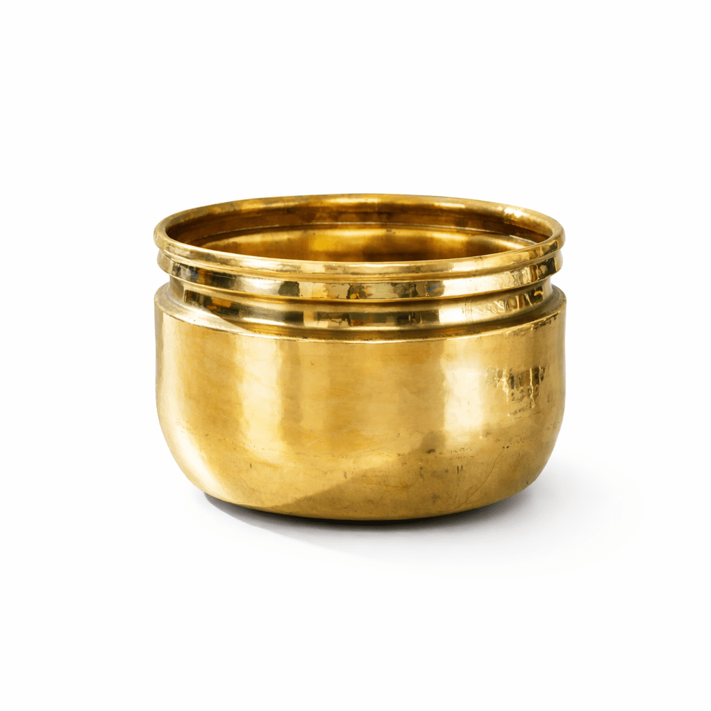 P•TAL Brass Planters | Corrosion-Resistant Metal | Perfect Flower Pots Hammered Bottoms (Medium, Golden Brass)
