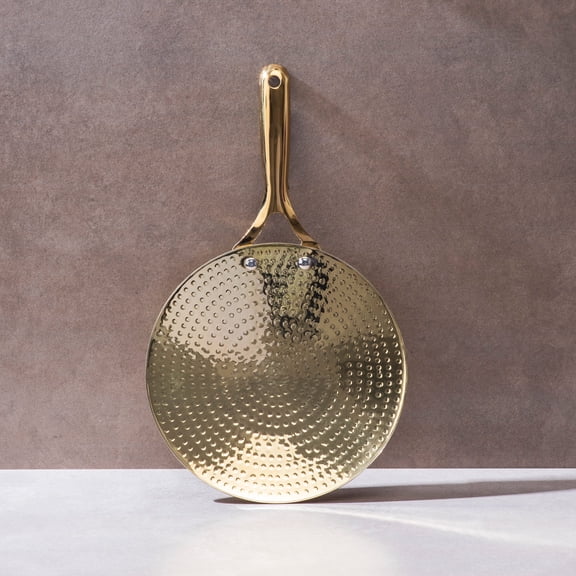 P-TAL Brass Roti Tawa 10" Teflon Free Non-Toxic Tawa for Roti with Insulated Heat Resistant Handle