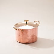 P TAL Copper Cooking Pot 5 QT with Brass Lid | 100% Pure Copper, Golden Hammered Finish | 5 QT