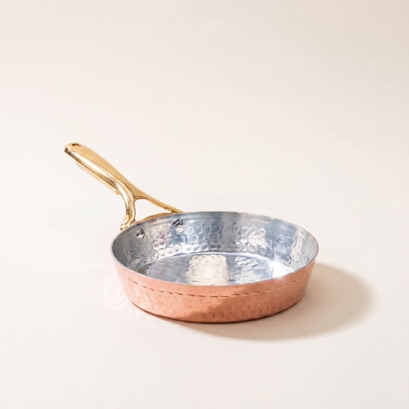 PTAL Copper Frying Pan with Heat-Resistant Handle | 8.25 Inch Naturally Non-Stick Tin Coated Pan for Healthy Cooking | Traditional Design, Eco-Friendly & Durable Cookware