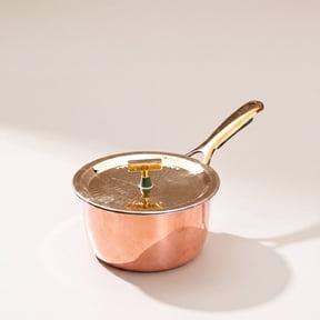 PTAL Copper Saucepan 1.2 QT  Handcrafted 100% Pure Copper Pan with Tin Coating, Insulated Handle & Brass Lid