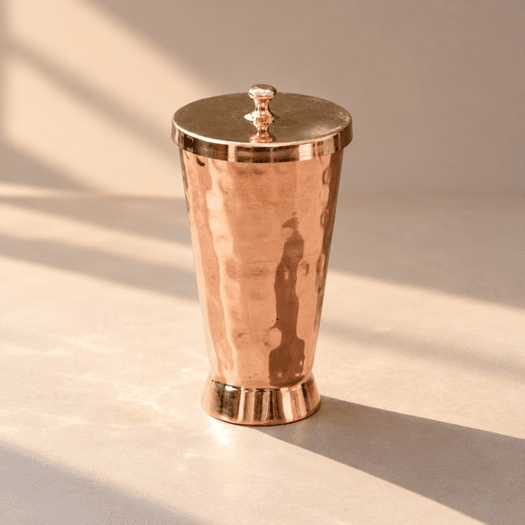 P•TAL Pure Copper Tumbler Glass - (20 Fl Oz, 600 mL) Cup with Brass Lid