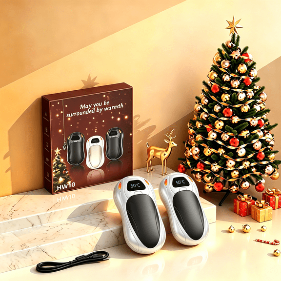 P.Toultek Hand Warmers Rechargeable 2 Pack, 6000 mAh Electric Fast Hand Warmers, Reusable Portable Pocket Heater, LED Display & 3 Levels, Gifts for Christmas, Outdoor, Golf, Travel, Hunting, Camping