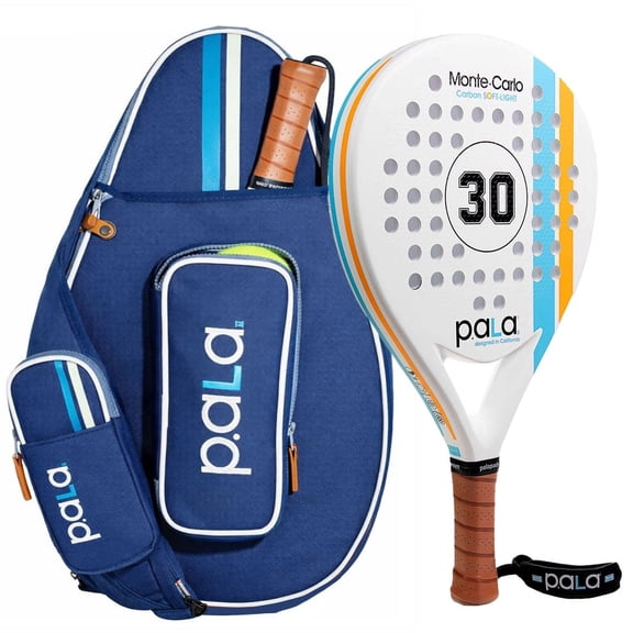 P.ala Montecarlo  White Padel Power Pro  Racket and Navy Blue Padel Bag