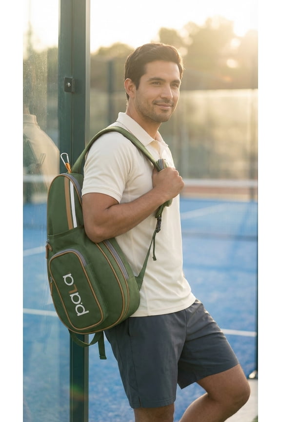 Padel and Pickleball Bag for Men and Women Tennis Padel Sling Bag Backpack - Great for Padel, Tennis, Racquet ball, Squash & Pickeball with fence hook. (Green)